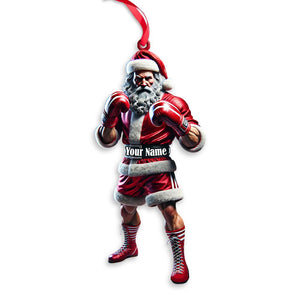 Custom Ornament, Santa Boxing Ornament, Christmas Decor