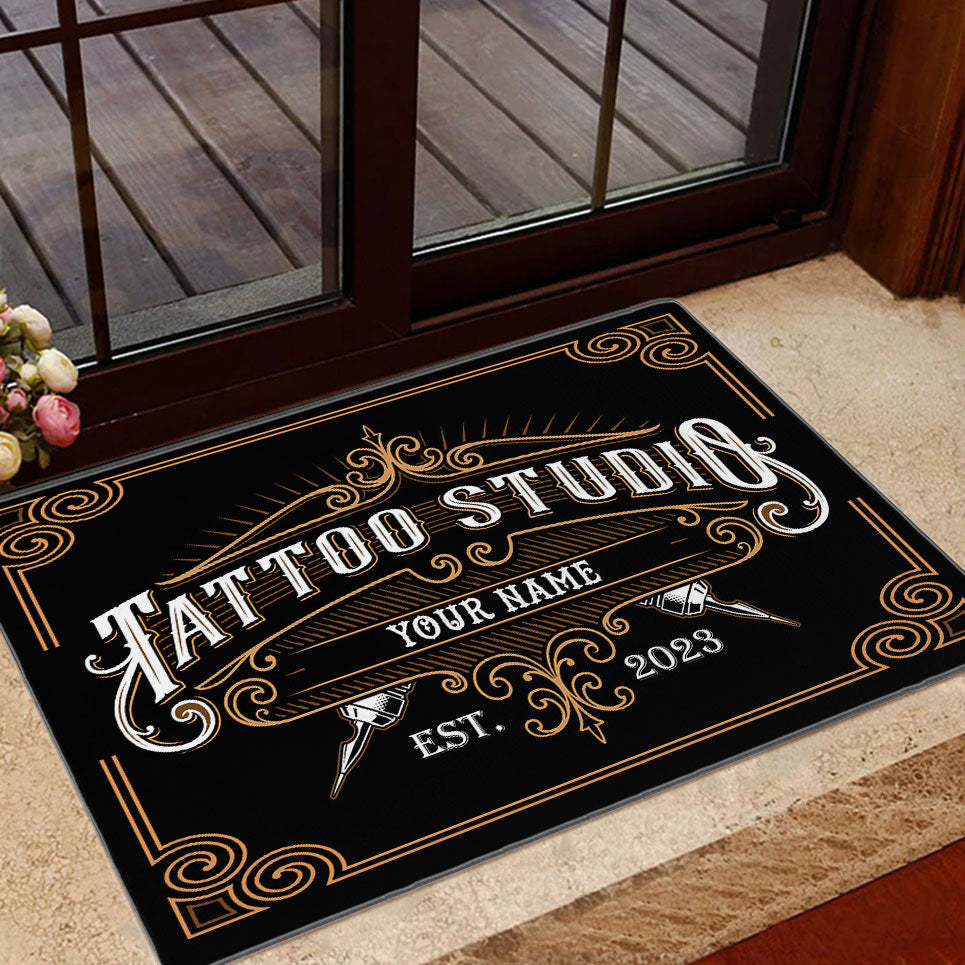 Personalized Tattoo DoorMats, Tatto Studio, Custom Name Welcome DoorMats