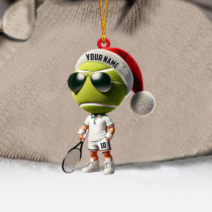 Cool Tennis Player Christmas Ornament, Personalized Ornament