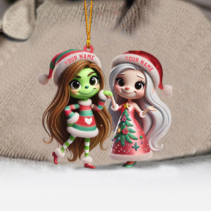 Chibi Women Christmas Home Decor Christmas Ornament, Personalized Ornament