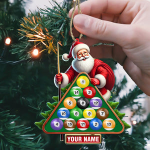 Pool Table Santa Christmas Ornament, Personalized Ornament