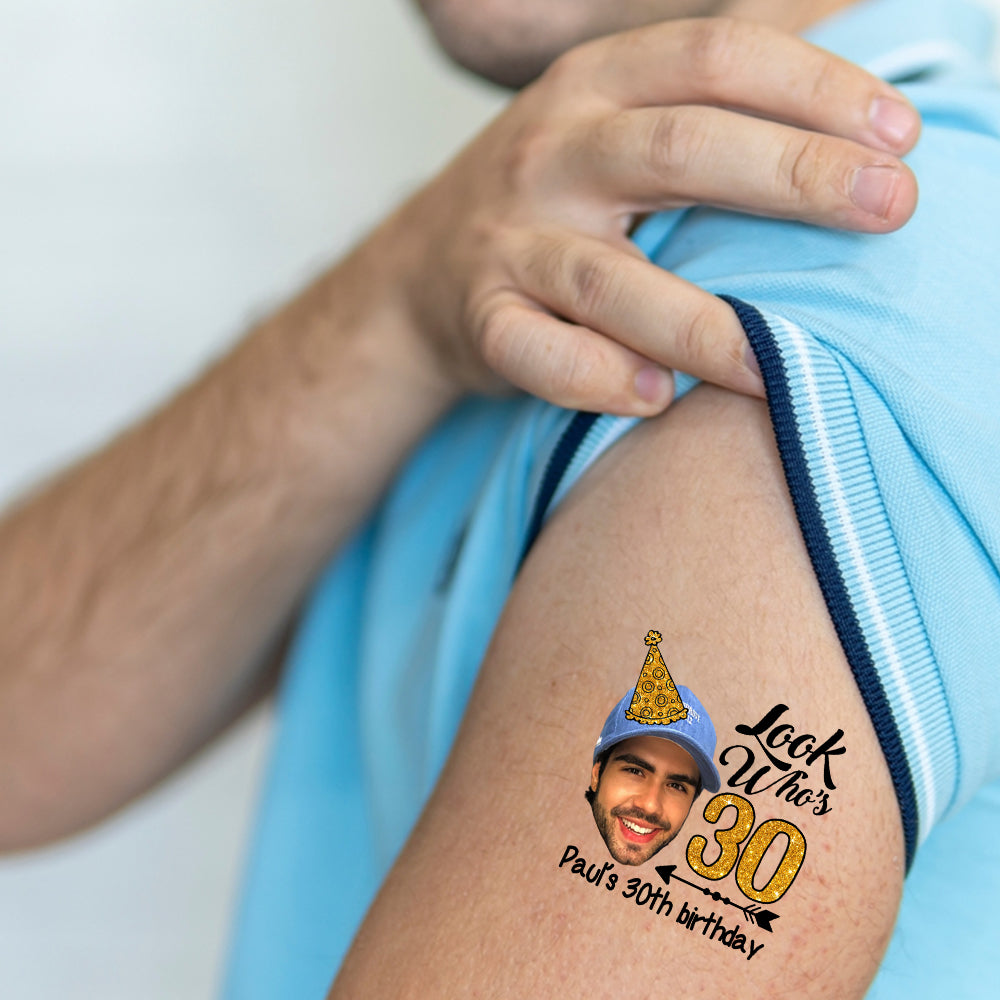 Custom Birthday Temporary Tattoo With Personalized Funny Photo And Name, Fake Tattoo, Birthday Gift