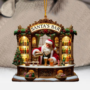 Santa's Bar Christmas Ornament, Bartender Ornament, Personalized Ornament