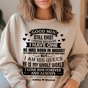 I Am His Queen, He Is My Whole World - Custom Month And Name - Personalized T-Shirt - Couple Gift