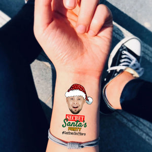 Santa's Party, Custom Photo And Text Temporary Tattoo, Personalized Tattoo, Fake Tattoo