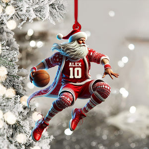 Custom Ornament, Basketball Santa Ornament, Christmas Decor