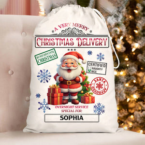 Santa Christmas Delivery Custom Name, Personalized String Bag, Christmas Gift