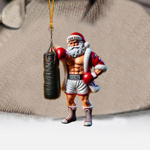 Boxing Santa Christmas Home Decor Christmas Ornament, Personalized Ornament