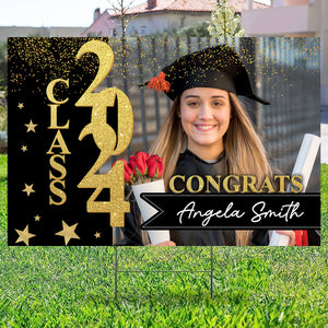 Congrats Class 2024, Custom Photo And Name - Personalized Lawn Sign, Yard Sign, Graduation Gift