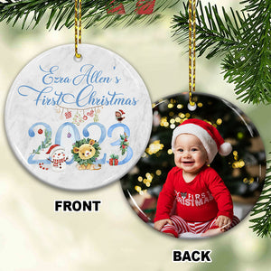 Baby First Christmas - Custom Photo And Name- Personalized 2 Sides Ceramic Ornament - Gift For Family, Christmas Gift