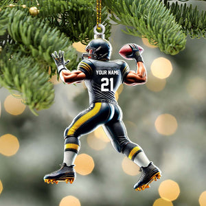 Custom Name and Number Rugby Football Ornament, Christmas Gift for Rugby Football Lover