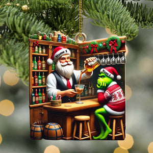 Santa And ELF Bar Christmas Ornament, Personalized Ornament