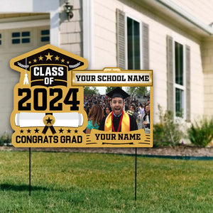 Class Of 2024 Congrats Grab - Custom Photo And Texts Graduation Lawn Sign, Yard Sign, Graduation Gift