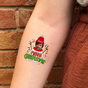 Snowman, Custom Photo And Text Temporary Tattoo, Personalized Tattoo, Fake Tattoo