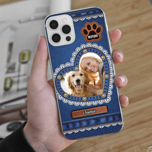 Denim Background Pet Photo - Custom Photo And Name - Personalized Phone Case, Gift For Pet Lover, Gift For Family