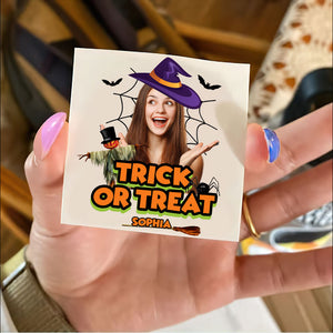 Trick Or Treat - Halloween Funny Tattoo - Custom Photo And Name Temporary Tattoo, Fake Tattoo