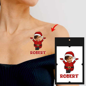 Christmas Santa Costume, Custom Photo And Text Temporary Tattoo, Personalized Tattoo, Fake Tattoo