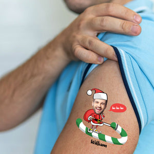 Fishing Santa Tattoo, Custom Photo And Texts Temporary Tattoo, Personalized Tattoo, Fake Tattoo