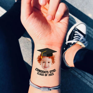 Graduation Tattoo Gift Custom Photo And Text Temporary Tattoo, Personalized Tattoo, Fake Tattoo