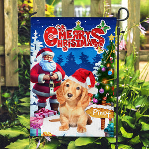 Welcome Merry Christmas Flag - Santa and Pet - Custom Photo Flag - Christmas Gift, Gift For Pet Lover