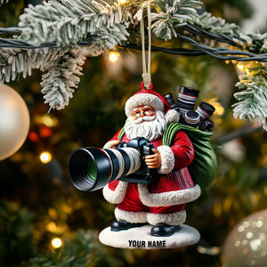 Santa Photographer Home Decor Christmas Ornament, Personalized Ornament