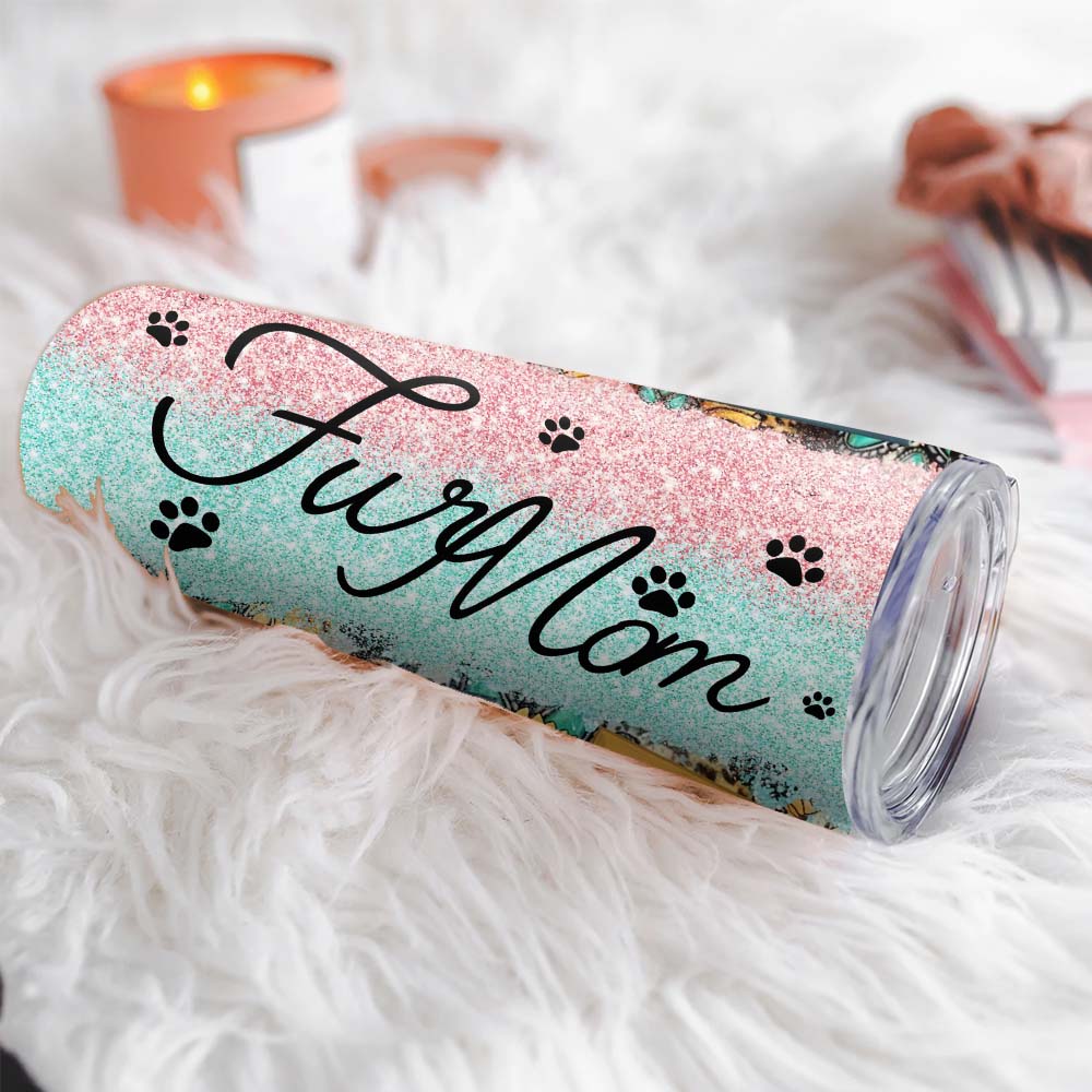 Fur Mom - Custom Photo - Personalized Skinny Tumbler - Gift For Pet Lovers