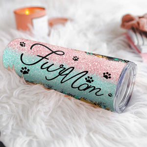 Fur Mom - Custom Photo - Personalized Skinny Tumbler - Gift For Pet Lovers