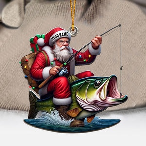 Fishing Santa Christmas Ornament, Personalized Ornament