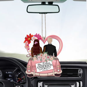 Married Couple  - Custom Appearance And Name, Personalized Car Acrylic Ornament - Gift For Couple