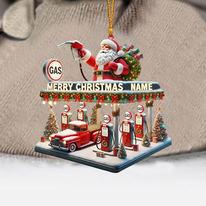 Gas Station Merry Christmas Ornament, Personalized Ornament