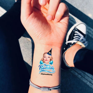 It's Birthday Tattoo, Custom Photo And Text Temporary Tattoo, Personalized Tattoo, Fake Tattoo