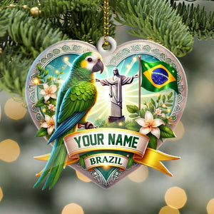 Custom Name Brazil Ornament, Christmas Gift for Brazil Lover