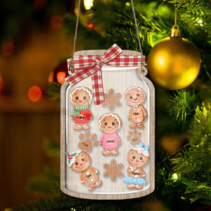 Custom Gingerbread Family Reward Jar - Personalized Jar Layered Ornament - Gift For Family, Christmas Gift