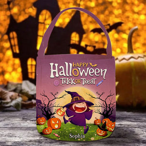 Happy Halloween Trick Or Treat - Custom Character And Name, Personalized Halloween Basket, Halloween Bag, Halloween Gift For Kids