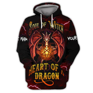 Dragon -  Soul Of A Witch Heart Of A Dragon - Custom Name - Personalized 3D Shirt, Halloween Gift