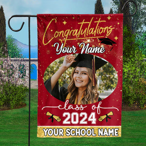 Congratulations Class Of 2024 - Custom Photo And Texts Graduation Flag - Graduation Gift