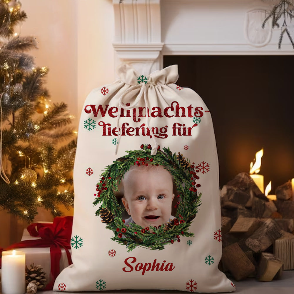 Weihnachts Lieferung Fur Custom Photo And Text, Personalized String Bag, Christmas Gift