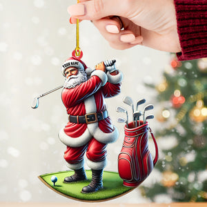 Santa Golf Christmas Ornament, Personalized Ornament