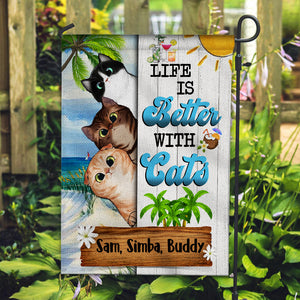 Personalized Summer Cat Flag, Life Is Better With Cats, Gift For Cat Lovers