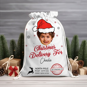 Christmas Delivery Face Photo- Personalized String Bag, Christmas Gift, Gift For Family