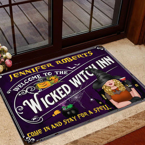 Welcome To The Wicked Witch Inn - Custom Appearance And Family Name - Personalized Witch Doormat, Halloween Gift