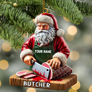 Custom Santa Butcher Ornament, Personalized Ornament