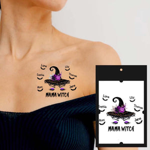 Witch Hat, Custom Texts Temporary Tattoo, Personalized Tattoo, Fake Tattoo