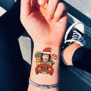 Christmas Car, Custom Photo And Text Temporary Tattoo, Personalized Tattoo, Fake Tattoo