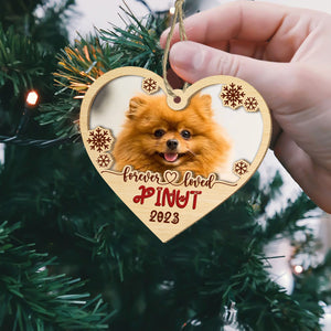 Custom Memorial Pet Ornament, Forever Loved - Personalized Wooden Ornament - Pet Memorial