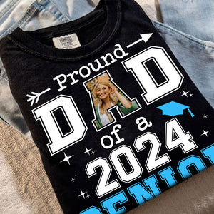 Proud Dad Mom Of 2024 Senior, Custom Name, Photo And Background Graduation - Gift For Graduation - Personalized Shirt