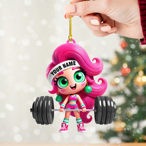 Chibi Girl Weightlifting Christmas Home Decor Christmas Ornament, Personalized Ornament