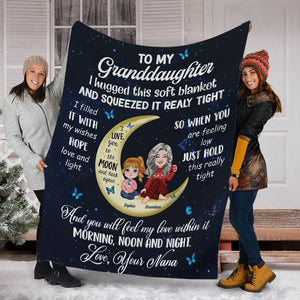 Morning, Noon And Night Love Grandma - Custom Appearances And Names - Personalized Fleece Blanket, Gift For Family