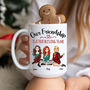 Our Friendship Is A True Blessing To Me - Custom Appearances And Names, Personalized White Mug, Gift For Her