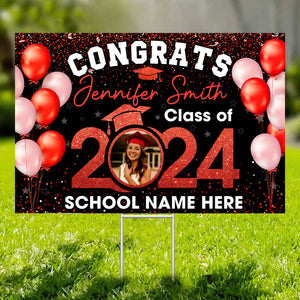 Congratulation Class Of 2024, Custom Color, Photo And Texts, Personalized Lawn Sign, Yard Sign, Gift For Graduation